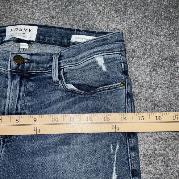 FRAME Jeans Womens Size 28 Blue Denim Le Skinny De Jeanne Distressed Raw Hem - Picture 6 of 12